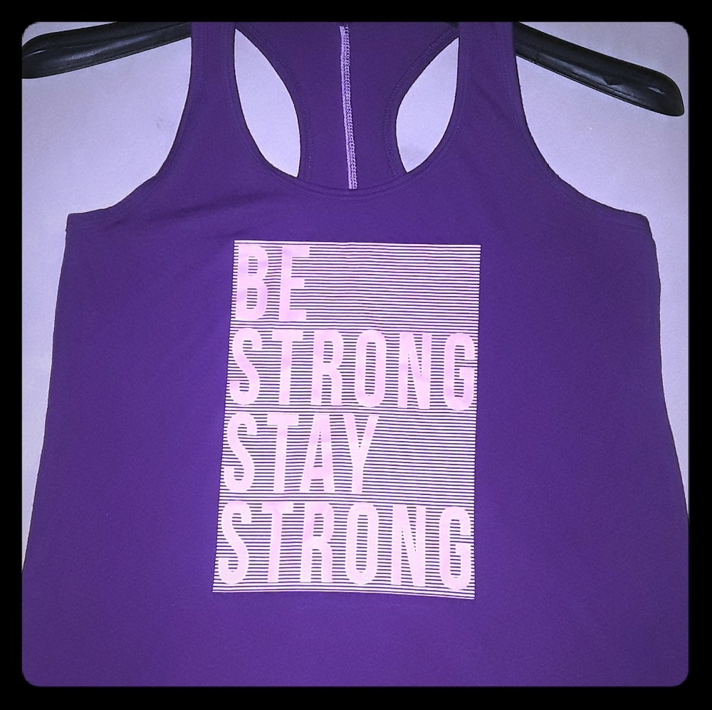 Purple "Be Strong Stay Strong Razor Back Tank "